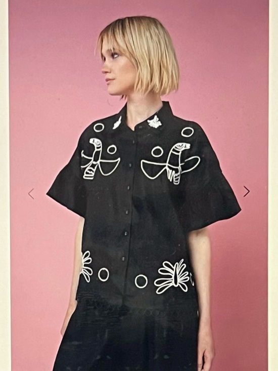 gorman Tops - Gorman Black Shirt with White Patterns